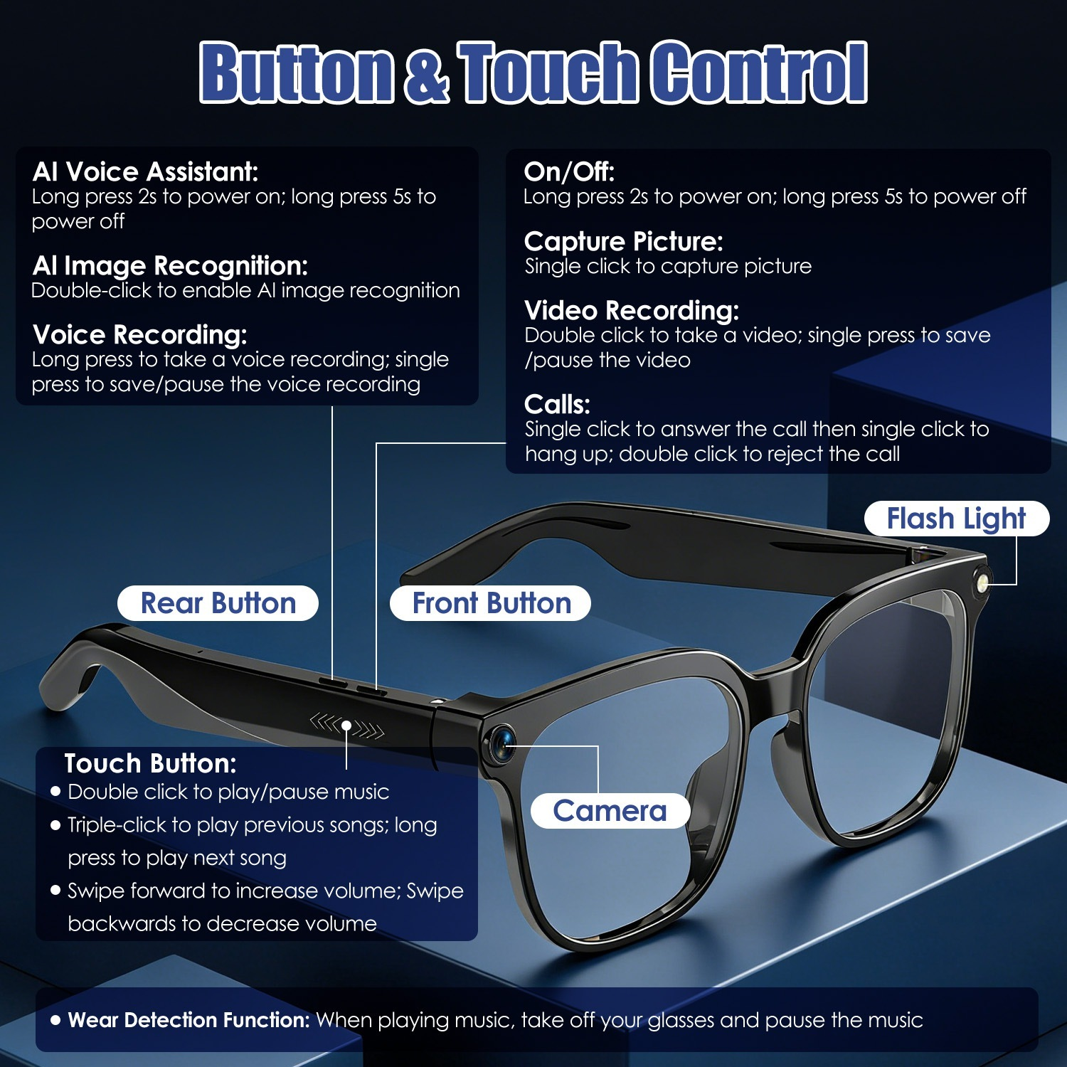 1Pc AI Smart Glasses With Camera And Audio 8MP HD1080P Real Time Translation 139 Languages Voice Assistant AI Photo Recognition Music Playback & Hands-Free Calling For Travel Meeting Vlog - Image 7