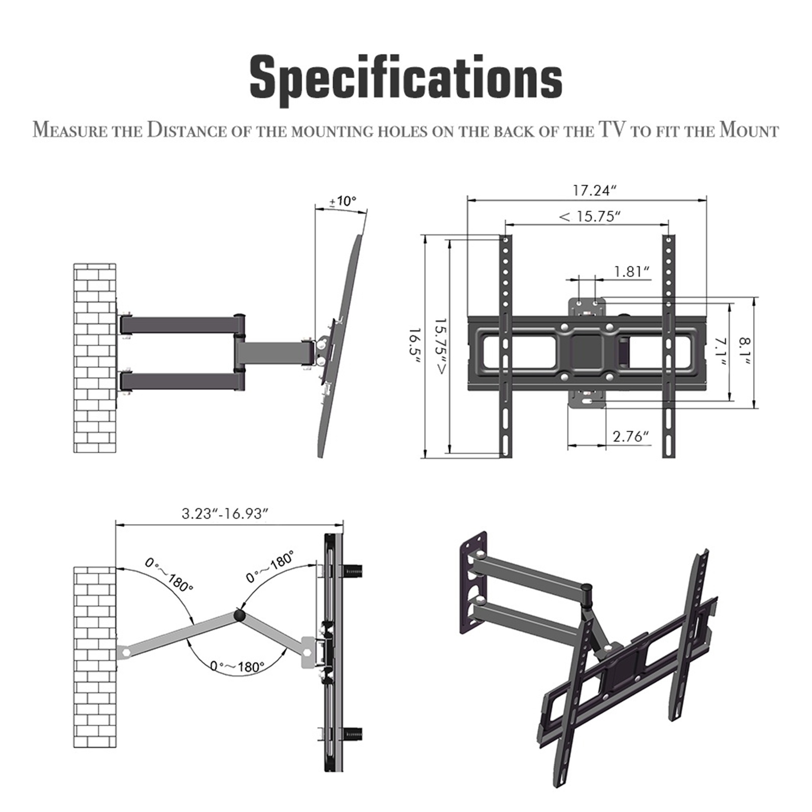 32-65 Inch Single Pendulum Small Base TV Stand TMXD-103 Load Bearing 35KG - Image 5