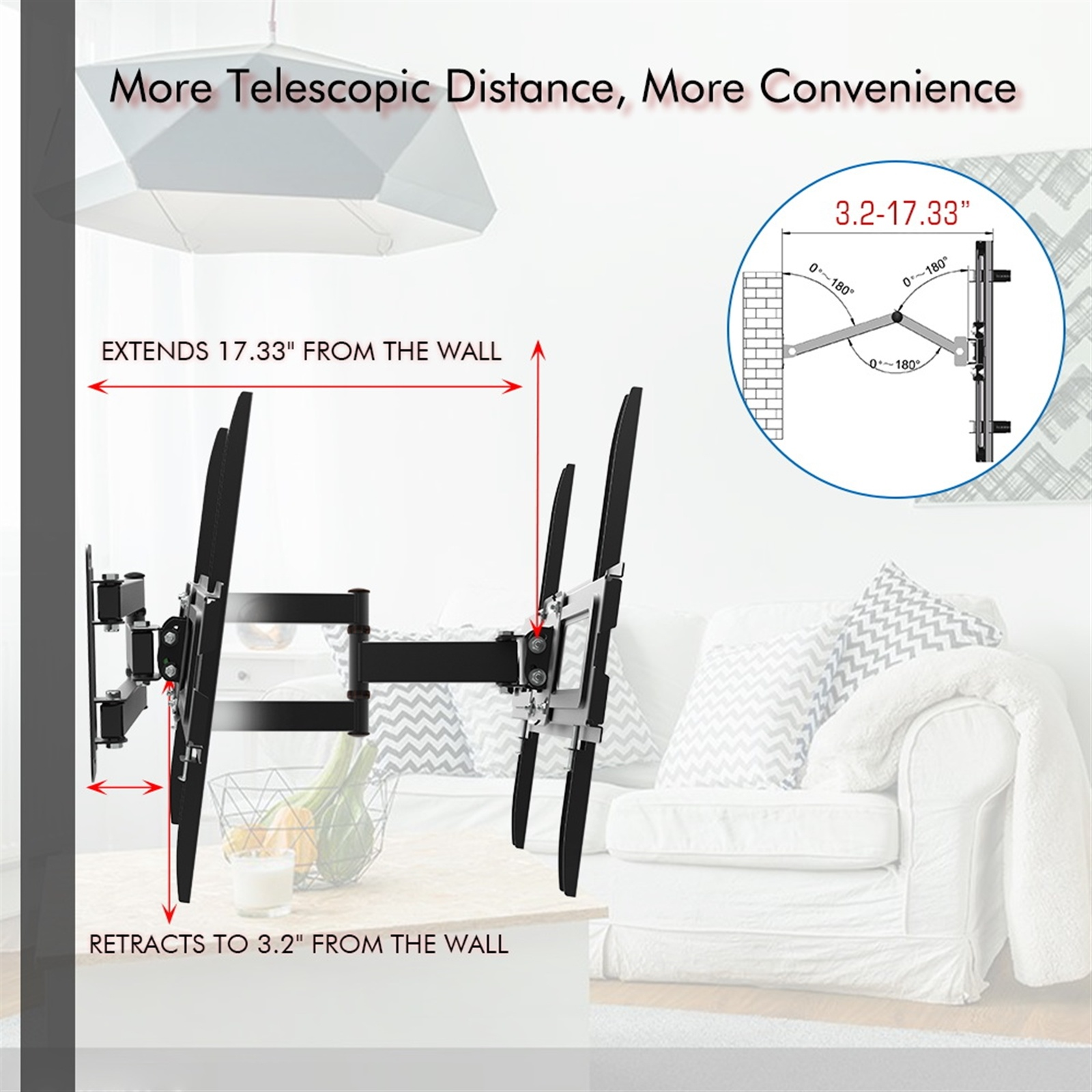 32-65 Inch Single Pendulum Small Base TV Stand TMXD-103 Load Bearing 35KG - Image 7