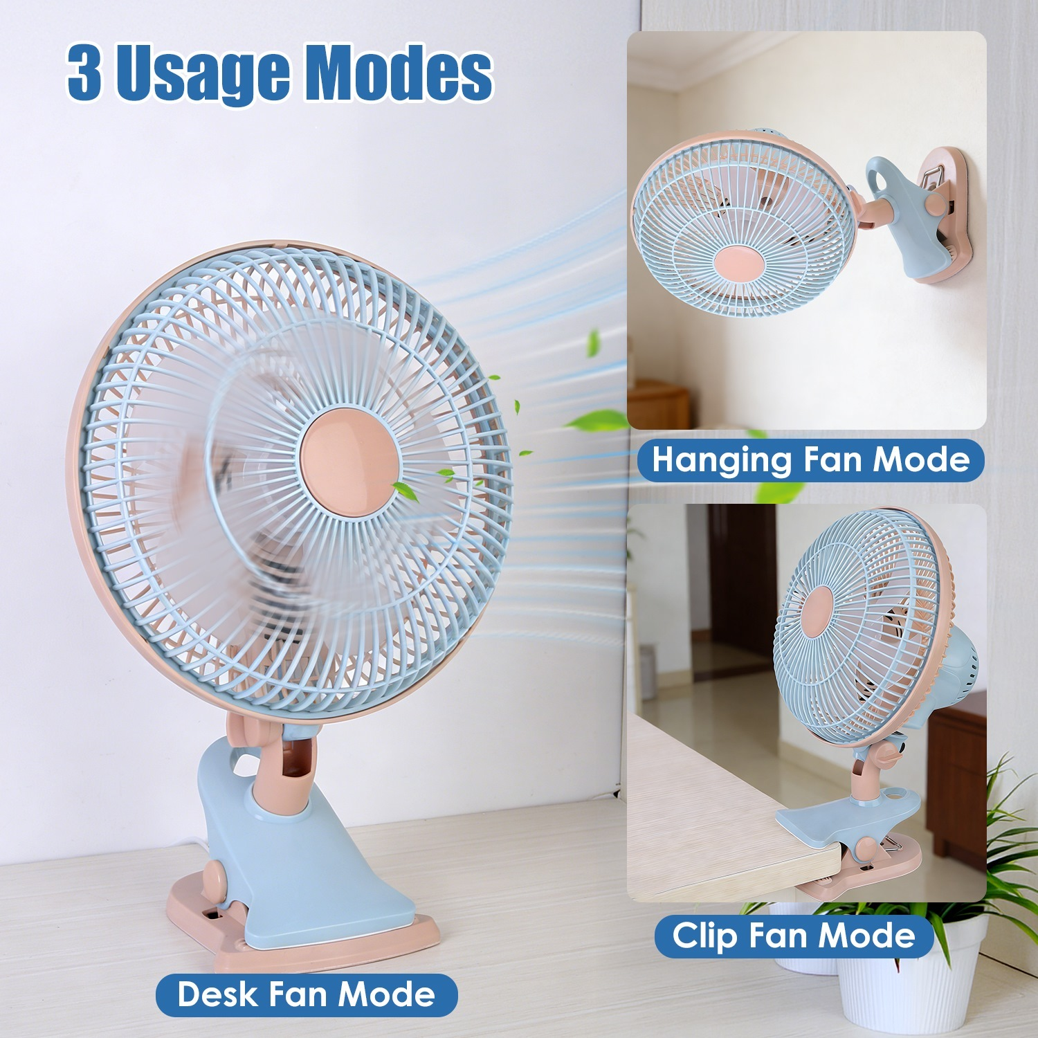 8.66In Oscillating Clip On Fan 2 Speeds Quiet Clamp Fan With 90 Degree Oscillating & Tilting Angle Desktop Wall Mount For Home Office Dorms Strollers - Image 4