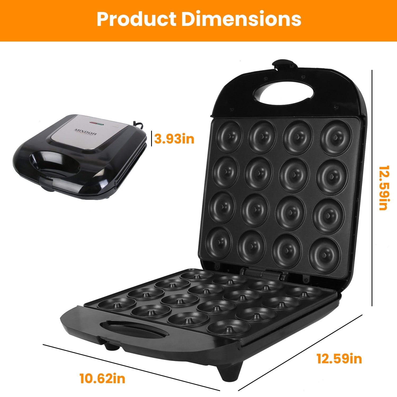 1Pc Mini Donut Maker Machine For Kids Snack Breakfast Desserts With 16 Doughnuts Holes Non Stick Coating Double-Side Heating Plates Overheating Protection - Image 4