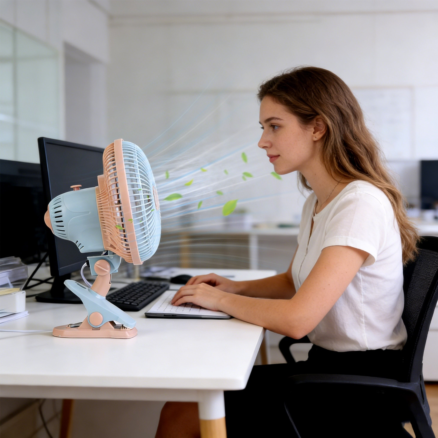 8.66In Oscillating Clip On Fan 2 Speeds Quiet Clamp Fan With 90 Degree Oscillating & Tilting Angle Desktop Wall Mount For Home Office Dorms Strollers - Image 5