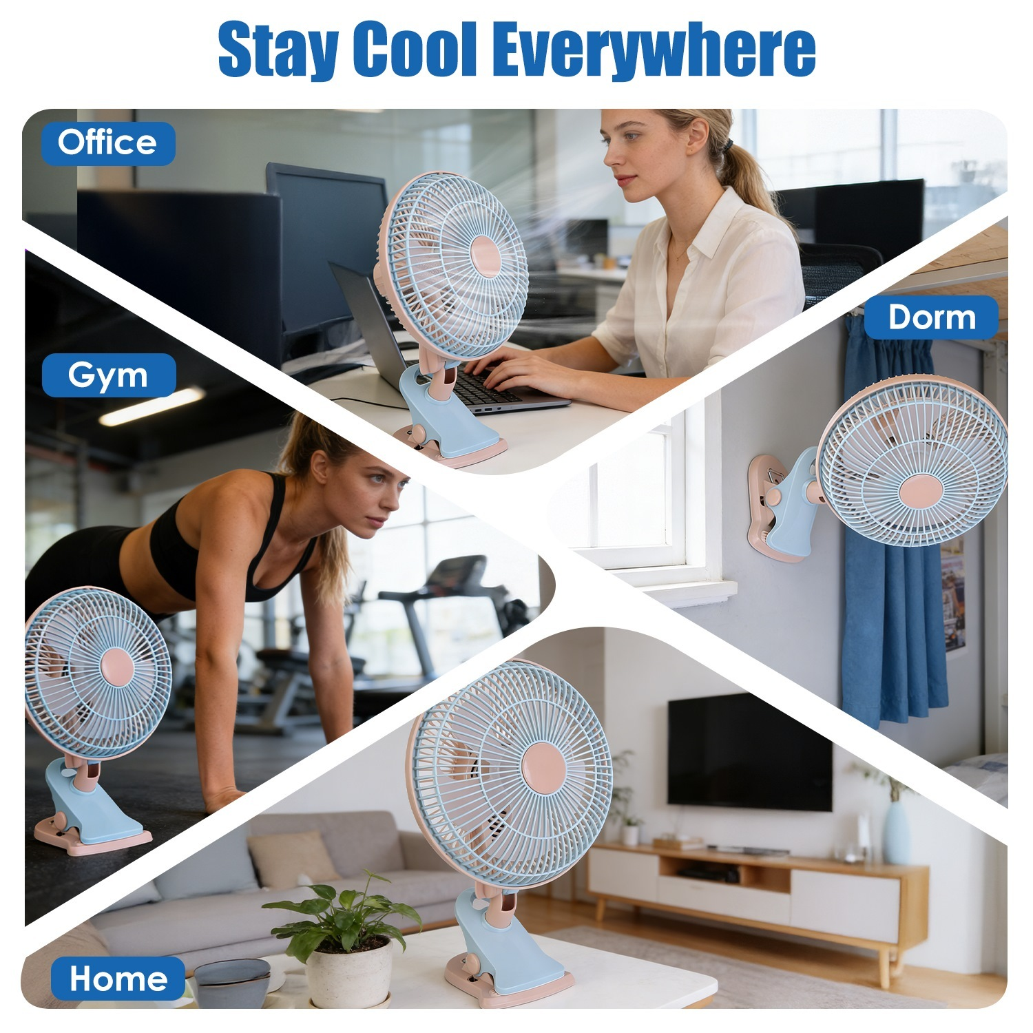 8.66In Oscillating Clip On Fan 2 Speeds Quiet Clamp Fan With 90 Degree Oscillating & Tilting Angle Desktop Wall Mount For Home Office Dorms Strollers - Image 6