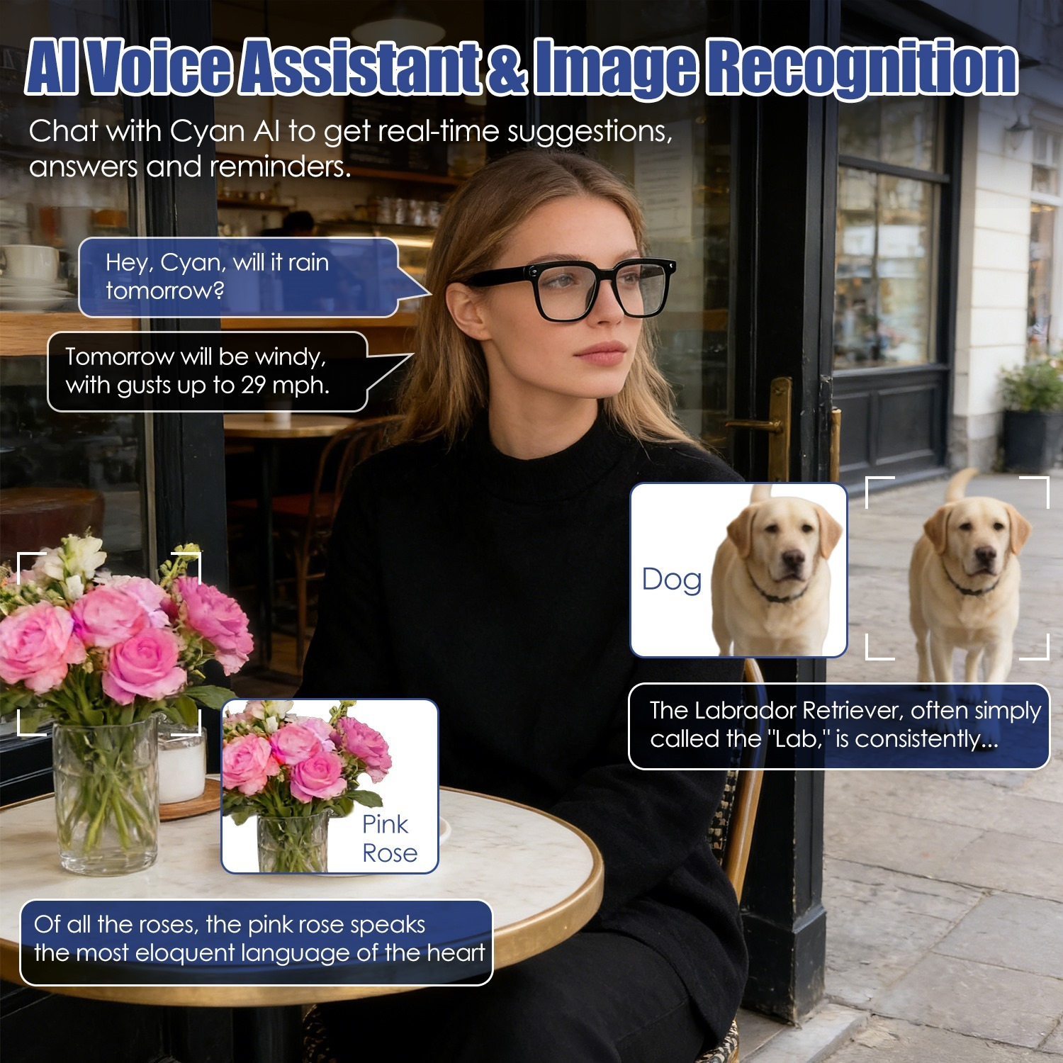 1Pc AI Smart Glasses With Camera And Audio 8MP HD1080P Real Time Translation 139 Languages Voice Assistant AI Photo Recognition Music Playback & Hands-Free Calling For Travel Meeting Vlog - Image 4