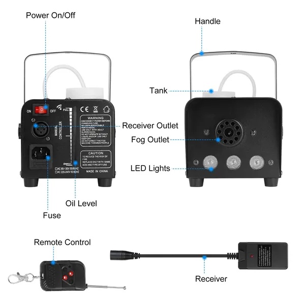 400W Fog Machine RGB LED Party Club DJ Fogger Rapid Heating Remote Control Wedding Stage Smoke Machine - Image 5